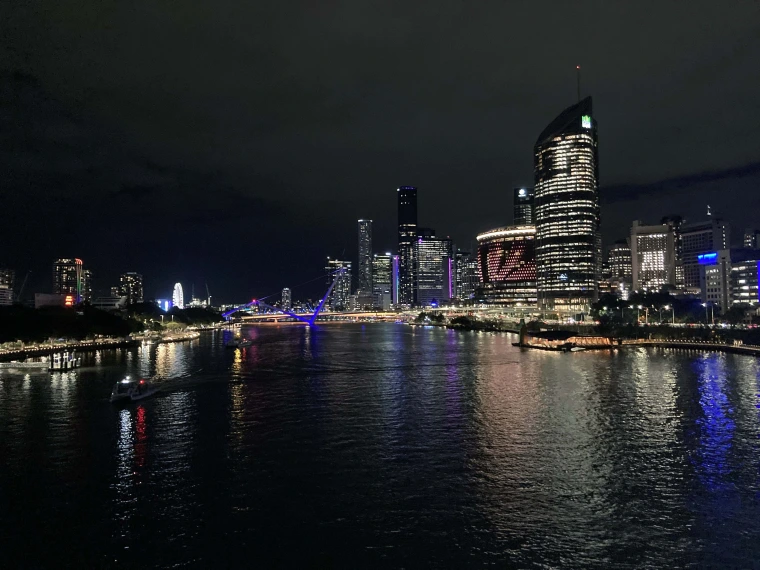 Nighttime view of Brisbane.
